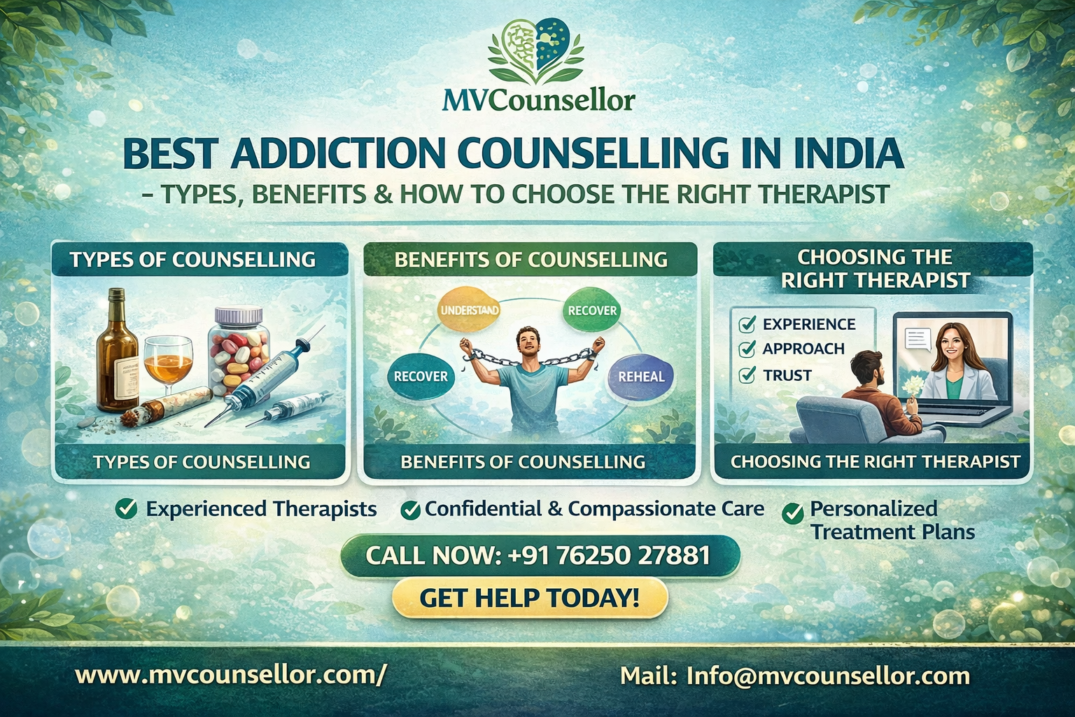 Best Addiction Counselling in India – Types, Benefits & How to Choose the Right Therapist
